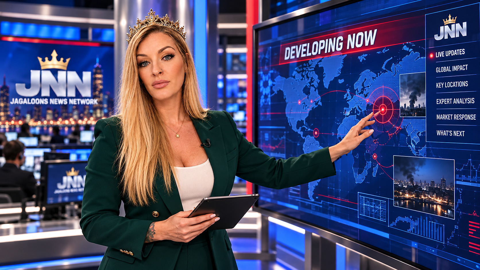 Anchor Amy at the developing news desk